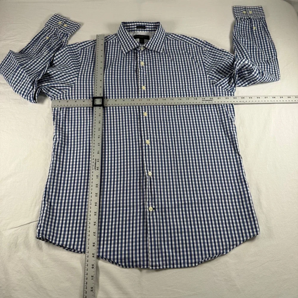 Banana Republic Men's Size Large Fitted Blue Gingham Button‎ Down Shirt